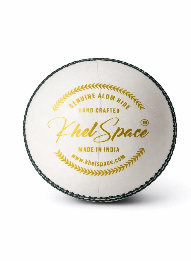KHELSPACE KS-50 White Leather Cricket Ball | Premium Hand-Stitched | Match & Practice Ball for Swing & Seam | Professional Club, Academy & Tournament Use| Pack of 1 - Image 3