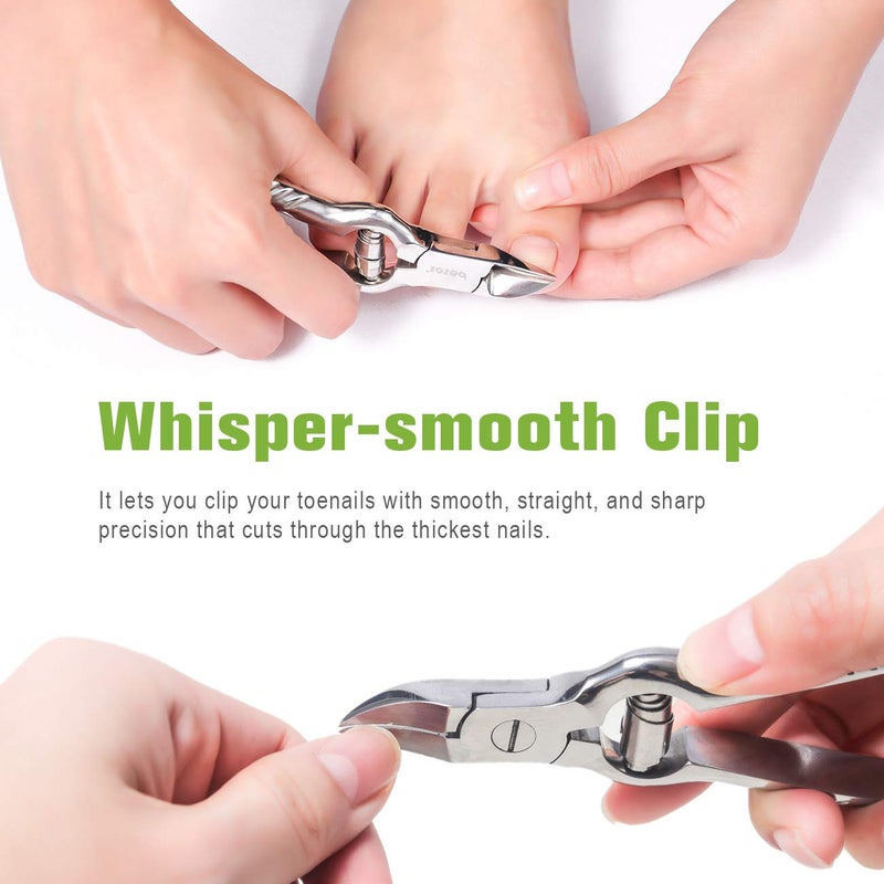 BEZOX Heavy Duty Podiatrist Toenail Clippers for Thick and Ingrown Nails, Stainless Steel Toe Nail Clipper, Pordiatry Ingrwon Toenail Tools - Silver - Image 5