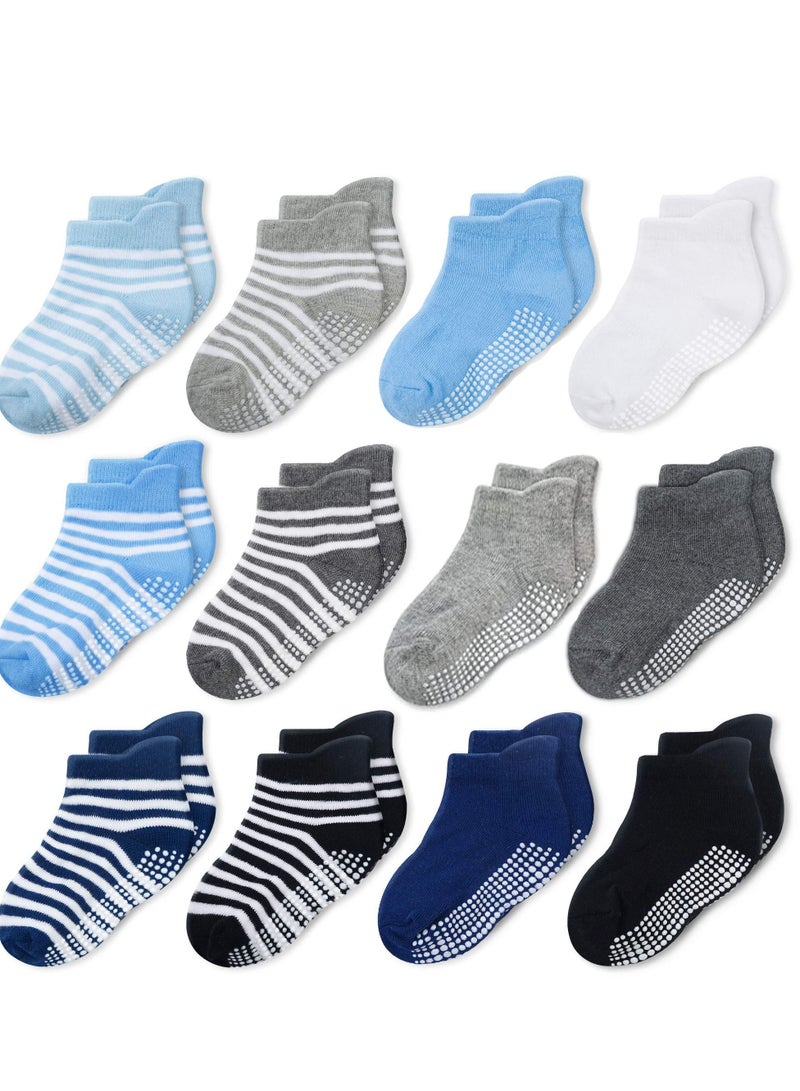 SYOSI 12 Pairs Anti Slip Toddler Socks Non Skid Ankle Socks with Grips for Baby Toddler Kids Boys Girls Kids Years - Image 1