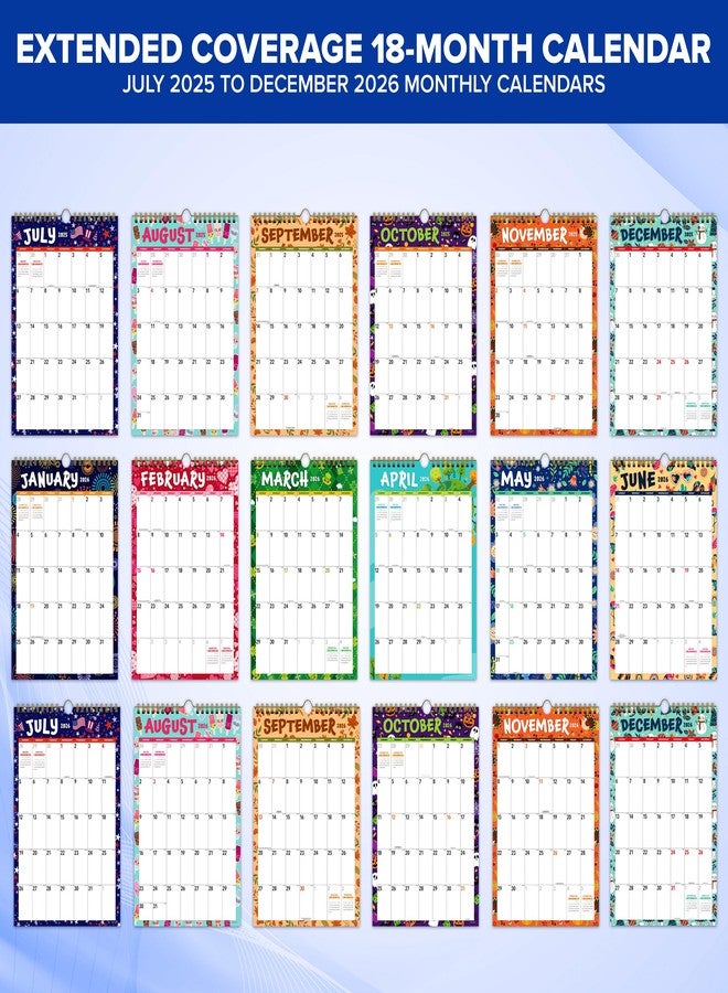 Decorably 18 Months Colorful Academic Small Calendar 2025 July 2025 to December 2026, 5.5x8.5in Spring-Bound Small Wall Calendar with Inspirational Quotes for Office and Home - Image 3