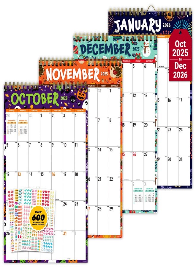 Decorably 18 Months Colorful Academic Small Calendar 2025 July 2025 to December 2026, 5.5x8.5in Spring-Bound Small Wall Calendar with Inspirational Quotes for Office and Home - Image 1