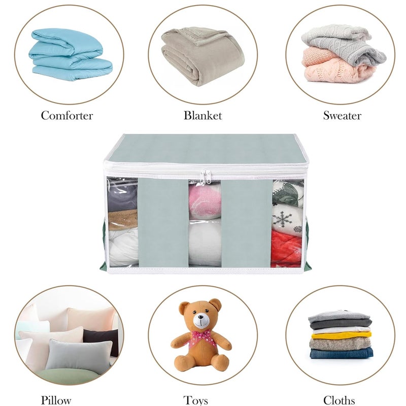 Kuber Industries Underbed Storage Bag NonWoven Storage Bag Underbed Storage Organizer with 3 Partitions Blanket Cover with Side Handles Pack of 2 Gray - Image 5