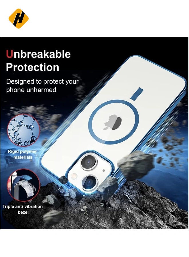Built-in Magnet Clear Case for iPhone 14, Compatible with Mag-safe Accessories, Slim Thin PC Durable Case Support Wireless Char-ging (iPhone 14, Black)  - Image 2