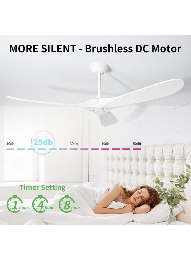 Zronon 52 Inch White Ceiling Fan No Light, 3 Blade Wood Outdoor Ceiling Fans for Patios Gazebo Porch Living Room, Reversible Modern Wet Rated Indoor Ceiling Fan without Lights with Remote - Image 4