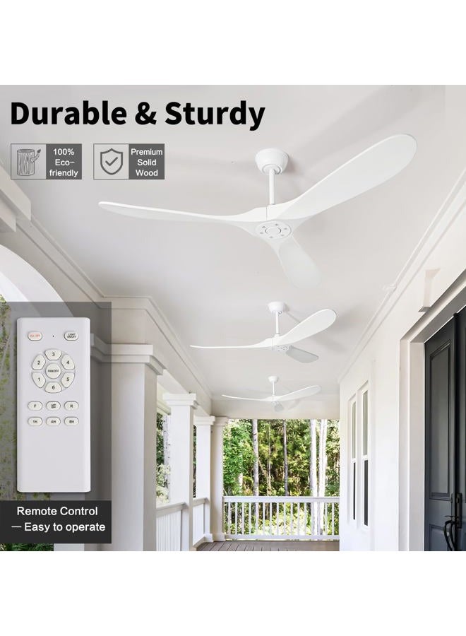 Zronon 52 Inch White Ceiling Fan No Light, 3 Blade Wood Outdoor Ceiling Fans for Patios Gazebo Porch Living Room, Reversible Modern Wet Rated Indoor Ceiling Fan without Lights with Remote - Image 2