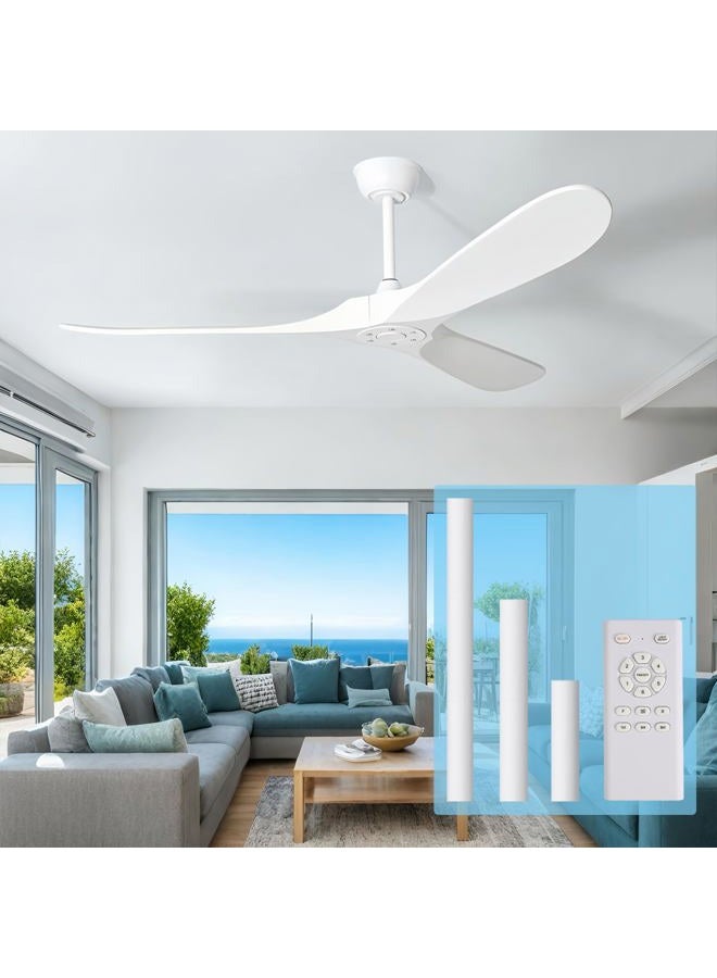 Zronon 52 Inch White Ceiling Fan No Light, 3 Blade Wood Outdoor Ceiling Fans for Patios Gazebo Porch Living Room, Reversible Modern Wet Rated Indoor Ceiling Fan without Lights with Remote - Image 1