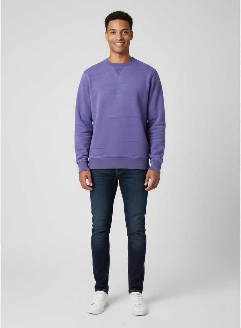 LOUD UNIVERSE سويت شيرت بنفسجي عادي للرجال - بأكمام طويلة وقبة دائرية، ملابس كاجوال - Image 1