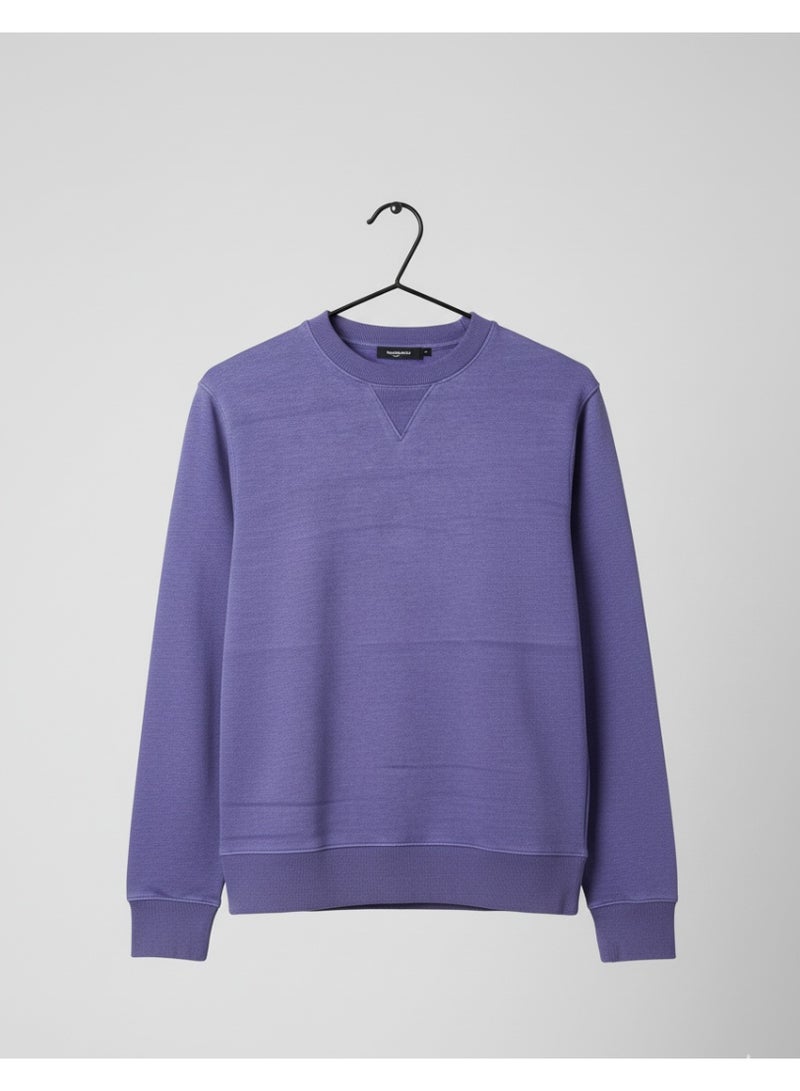 LOUD UNIVERSE سويت شيرت بنفسجي عادي للرجال - بأكمام طويلة وقبة دائرية، ملابس كاجوال - Image 3