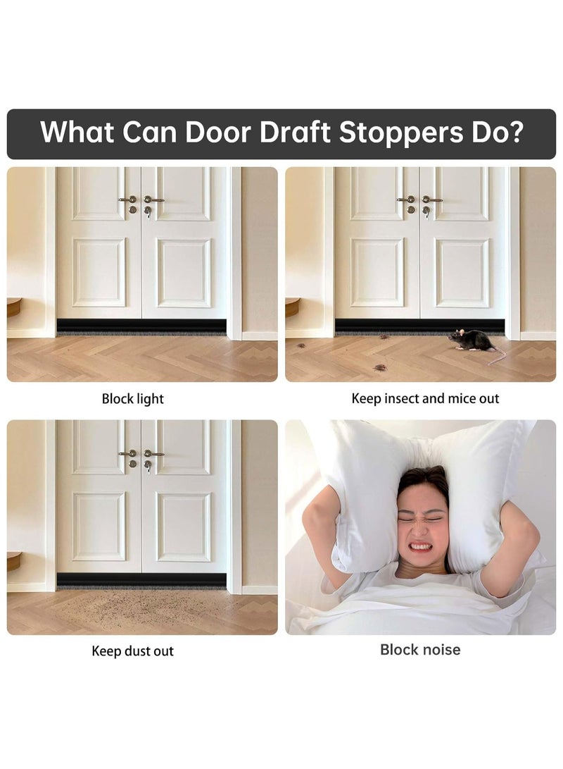 Door Sweep for Bottom of Door, Integrated Design with Brush, Self Adhesive Under Door Draft Stopper, Door Seal Dust/Noise/Hot or Cold Air Insulation (Black) - Image 5