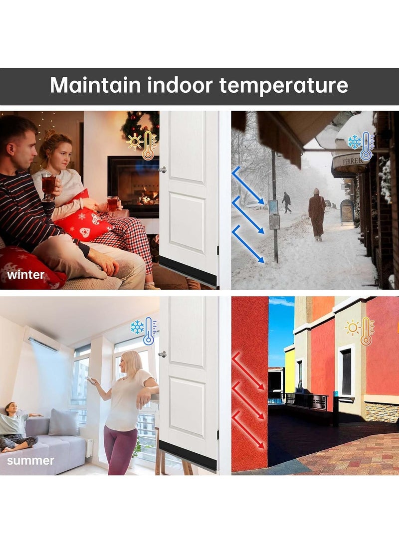 Door Sweep for Bottom of Door, Integrated Design with Brush, Self Adhesive Under Door Draft Stopper, Door Seal Dust/Noise/Hot or Cold Air Insulation (Black) - Image 4