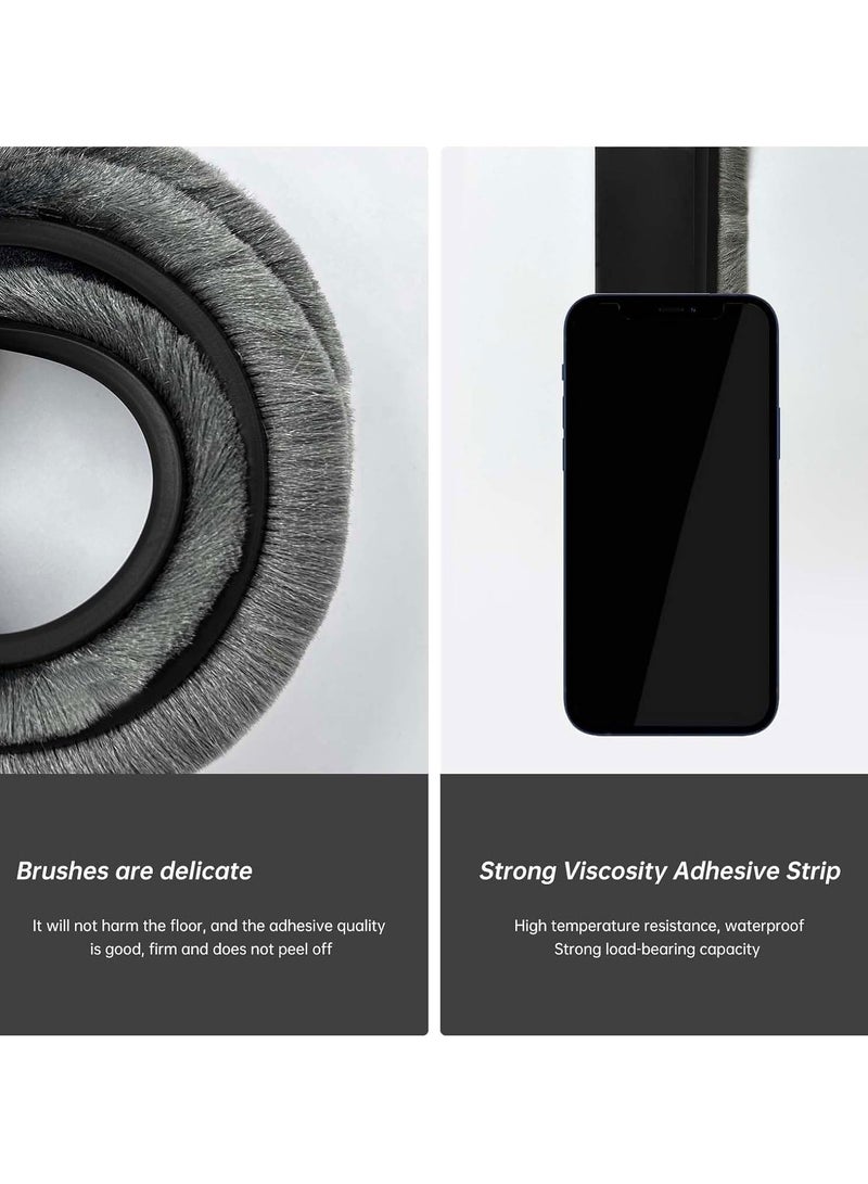 Door Sweep for Bottom of Door, Integrated Design with Brush, Self Adhesive Under Door Draft Stopper, Door Seal Dust/Noise/Hot or Cold Air Insulation (Black) - Image 2