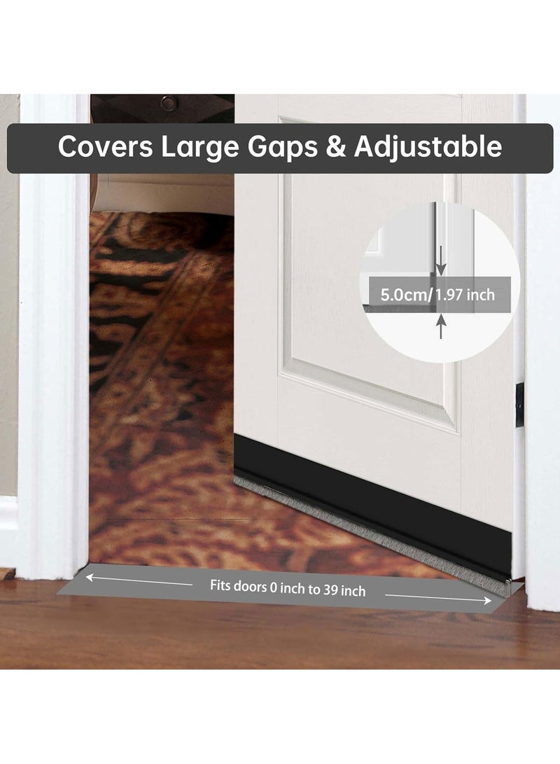Door Sweep for Bottom of Door, Integrated Design with Brush, Self Adhesive Under Door Draft Stopper, Door Seal Dust/Noise/Hot or Cold Air Insulation (Black) - Image 3
