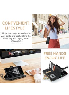 CaseMe For Samsung Galaxy S23 5G Ultra Wallet Case, with Wristlet Credit Card Holder Zipper PU Leather Protective Mobile Phone Case, Compatible with Samsung S23 Ultra Back Cover (Black)  - Image 4