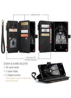 CaseMe For Samsung Galaxy S23 5G Ultra Wallet Case, with Wristlet Credit Card Holder Zipper PU Leather Protective Mobile Phone Case, Compatible with Samsung S23 Ultra Back Cover (Black)  - Image 2