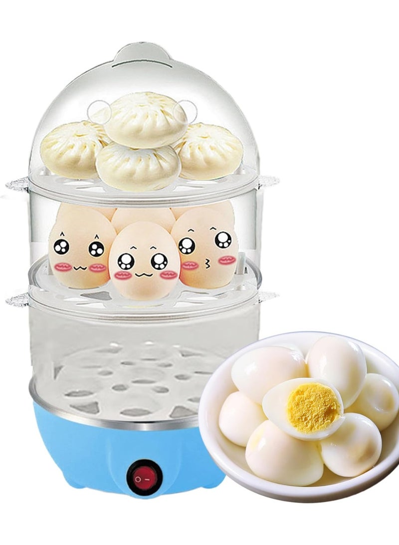 Kimaya 3 Layer Electric Egg Cooker, Heat Insulating Handle Egg Boiler Egg Cooking Machine Stainless Steel Heating Plate for Poached Eggs for Steam Eggs, Cornflower Blue - Image 3