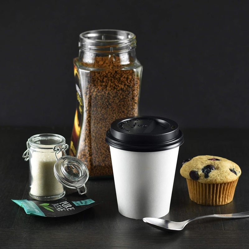 NYHI 100 Pack 10 oz White Paper Disposable Coffee Cups with Lids Hot Cold Beverage Drinking Cup for Water Juice Espresso Tea Ideal for Water Coolers Party - Image 2