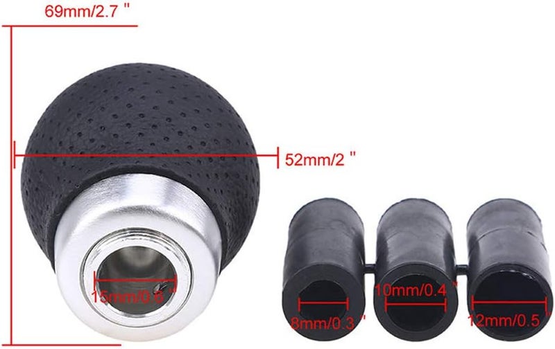WANCAR Universal Aluminum Manual Car Gear Shift Knob 5 Speed Leather Shifter Lever Black - Image 2