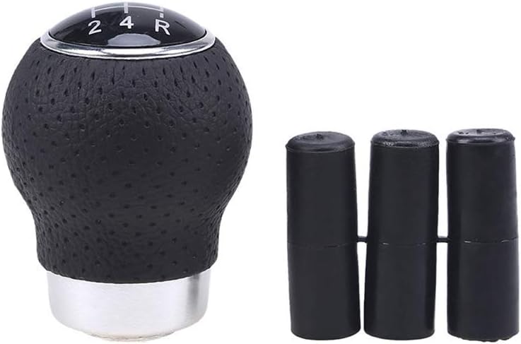 WANCAR Universal Aluminum Manual Car Gear Shift Knob 5 Speed Leather Shifter Lever Black - Image 5