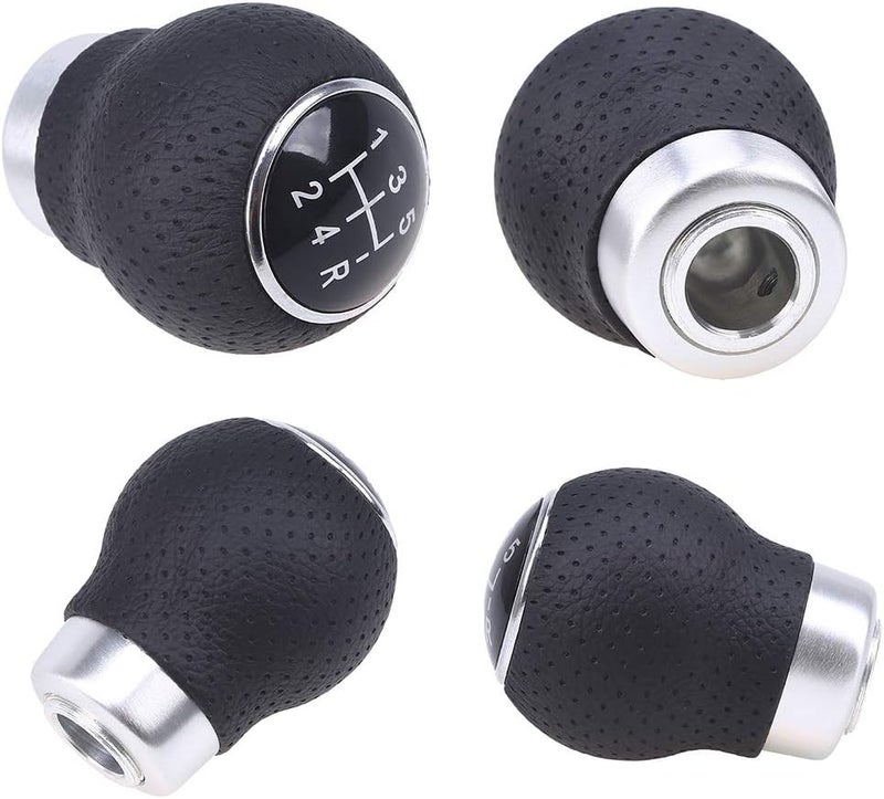 WANCAR Universal Aluminum Manual Car Gear Shift Knob 5 Speed Leather Shifter Lever Black - Image 3