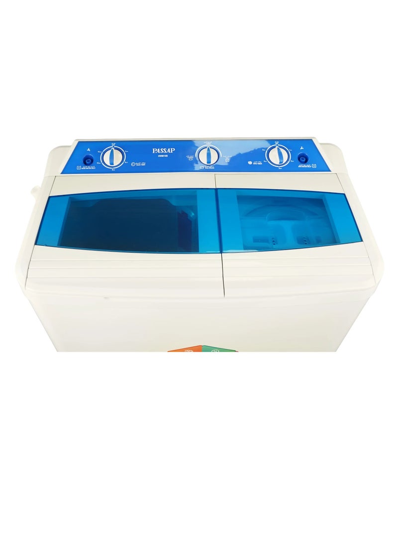 passap - half-automatic washing Machine, with two tubs, 10 kg Capacity, 2 programs, Waterproof control panel, WMH10 - Image 1