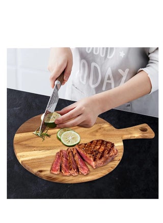 Acacia Wood Cutting Board with Handle Wooden Chopping Board Round Paddle Cutting Board for Meat Bread Serving Board Charcuterie Board Chopping Blocks Circular Circle Carving Cutting Board - pzsku/Z0111280E9317464925E6Z/45/_/1682510198/4df30cbb-d9f9-486f-af87-331ce7abc229
