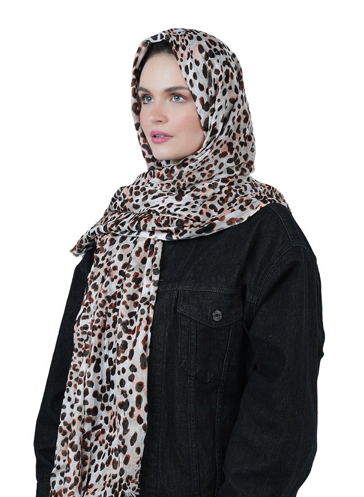 AMICA Abstract Printed Hijab Soft Natural Fiber Scarf for Women-Leopard - Image 1