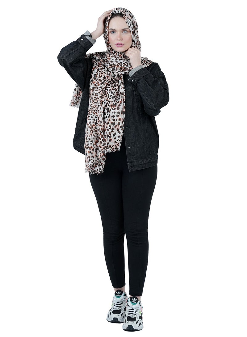 AMICA Abstract Printed Hijab Soft Natural Fiber Scarf for Women-Leopard - Image 5