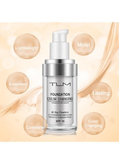 MISS OCEAN 30ml Tlm Foundation Color Changing, TLM Colour Changing Foundation Makeup, BB Cream Base Nude Face Liquid Concealer Cover, Flawless Colour Changing Warm Skin Tone (2PACK)  - Image 2