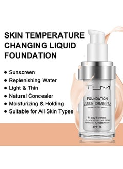 MISS OCEAN 30ml Tlm Foundation Color Changing, TLM Colour Changing Foundation Makeup, BB Cream Base Nude Face Liquid Concealer Cover, Flawless Colour Changing Warm Skin Tone (2PACK)  - Image 3