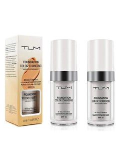 MISS OCEAN 30ml Tlm Foundation Color Changing, TLM Colour Changing Foundation Makeup, BB Cream Base Nude Face Liquid Concealer Cover, Flawless Colour Changing Warm Skin Tone (2PACK)  - Image 1