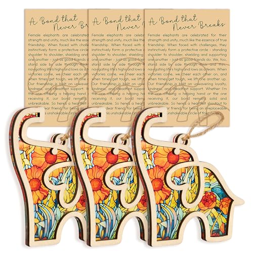 Sensemory Best Friend Birthday Gifts Friendship Elephant Ornament Elephant Gift for Women Unique for Friends Birthday for Friends Set 3 Yellow - Image 1