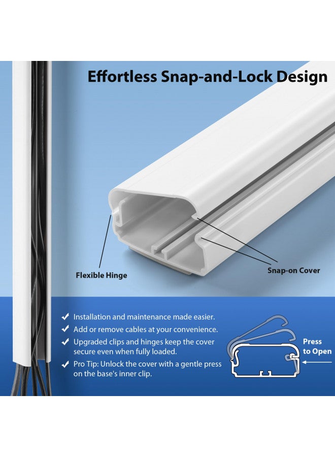 ZhiYo Cord Cover Wall, 31.5in(2X L15.8in) TV Cord Hider for Wall Mounted TV, Cable Hider TV Cable Management Kit, White Cable Raceway, TV Wire Hider for Wall, Cable Concealer Cable Cover W1.5in H0.75in - Image 3