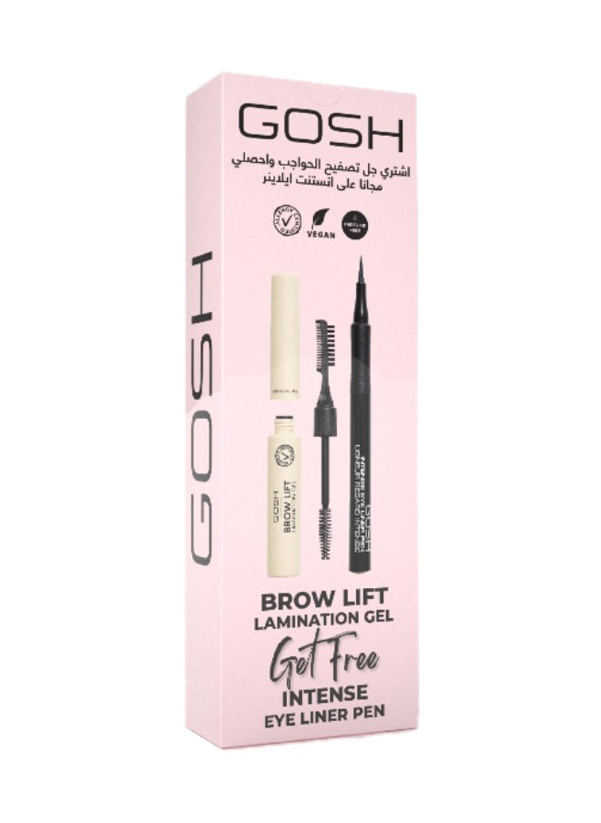 gosh Brow Lift Lamination Gel 001 Transparent + Free Intense Eye Liner Pen 01 Black  - Image 1