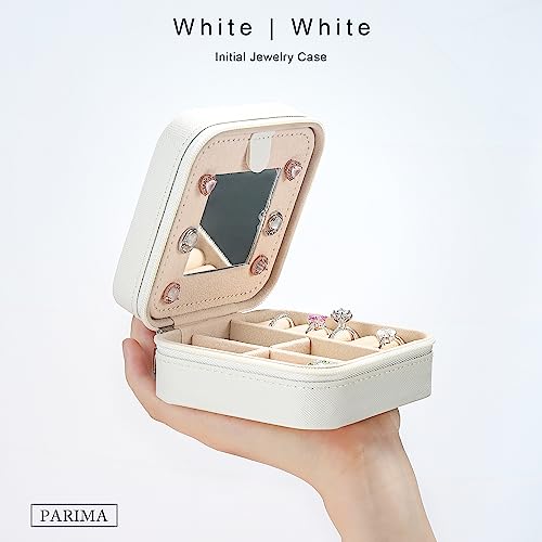 Parima Stocking Stuffers Gifts for Teenage Girls - Christmas Gifts for Grandkids, 3 4 5 6 7 8 9 10 11 12 13 14 Year Old Girl Gifts, Gift for Women Travel Jewelry Case Jewelry Box | Letter A, White - Image 2