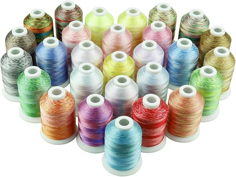 خيط تطريز متنوع من البوليستر 28 لونًا 1100 ياردة لكل بكرة - Image 1