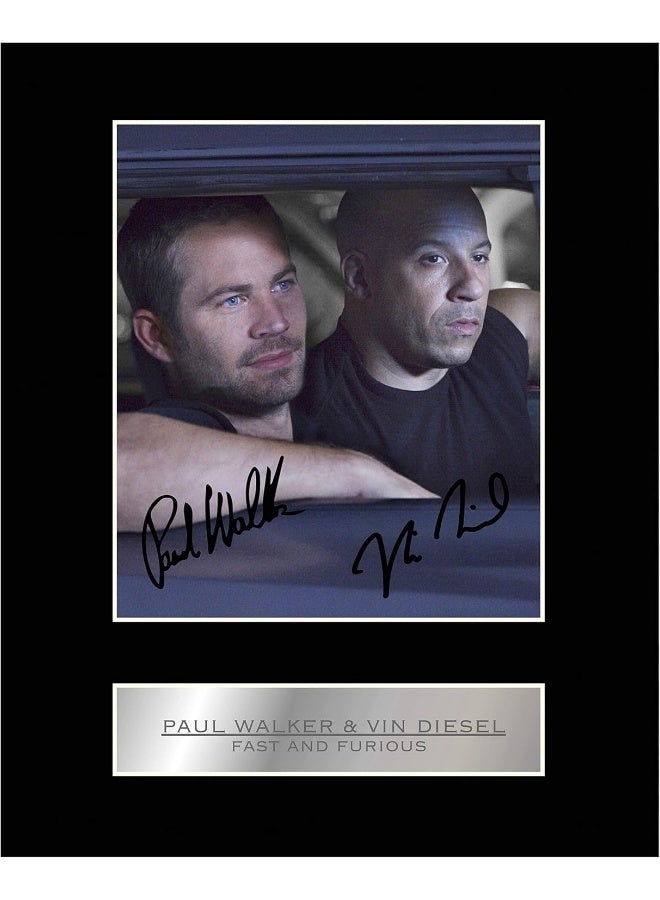 iconic pics Paul Walker and Vin Diesel Signed Mounted Photo Display Fast and Furious - Image 3