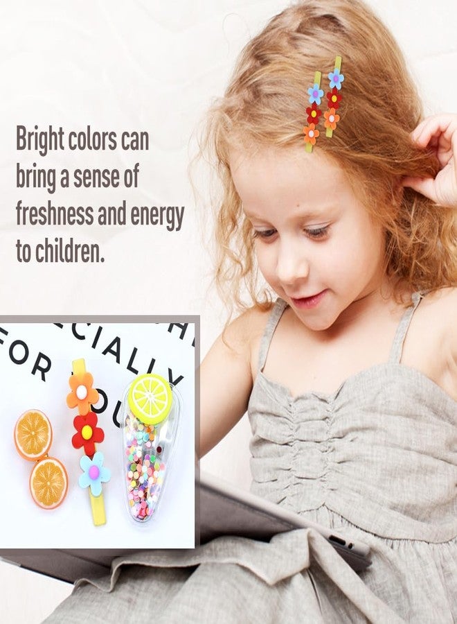 Dizila 22 Pieces Cute Cartoon Fruit Flower Ice Cream Bow Hair Clips Barrettes in Candy Color Hair Accessories for Baby Girls Infants Toddlers Kids Little Girls (Orange) - Image 4