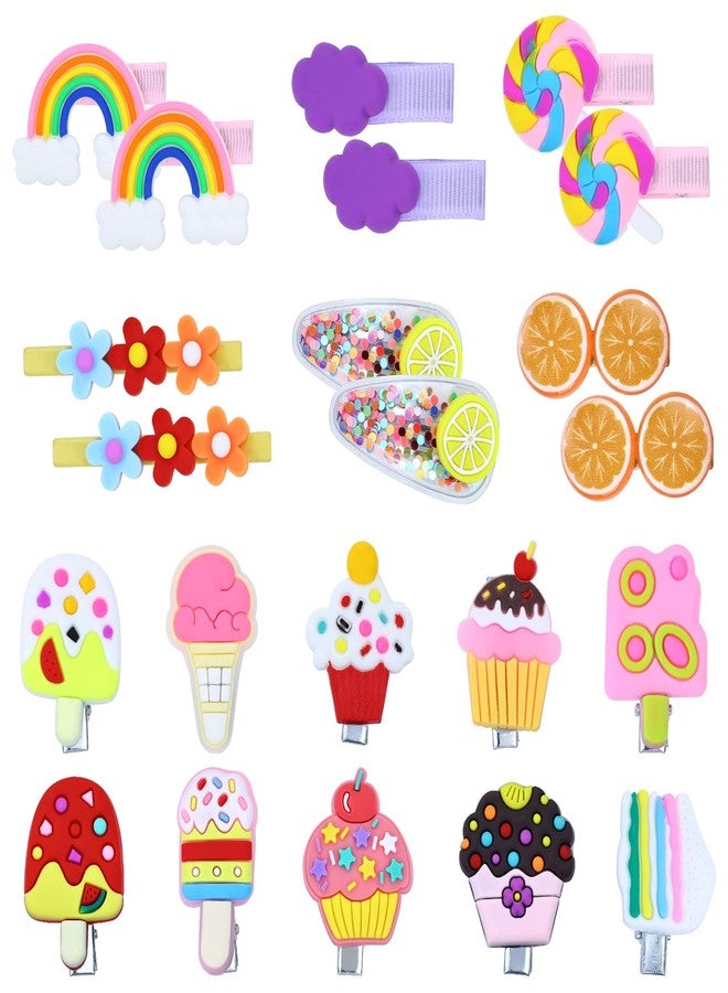 Dizila 22 Pieces Cute Cartoon Fruit Flower Ice Cream Bow Hair Clips Barrettes in Candy Color Hair Accessories for Baby Girls Infants Toddlers Kids Little Girls (Orange) - Image 1