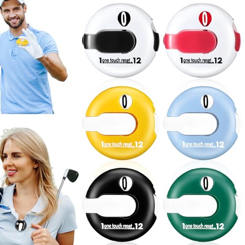 Frienda 6 Pieces Golf Stroke Counter Clicker Mini Golf Score Counter Simple Attachment Scorekeeper up to 12 Shots Score with One Touch Reset Clip(Multicolor) - Image 1