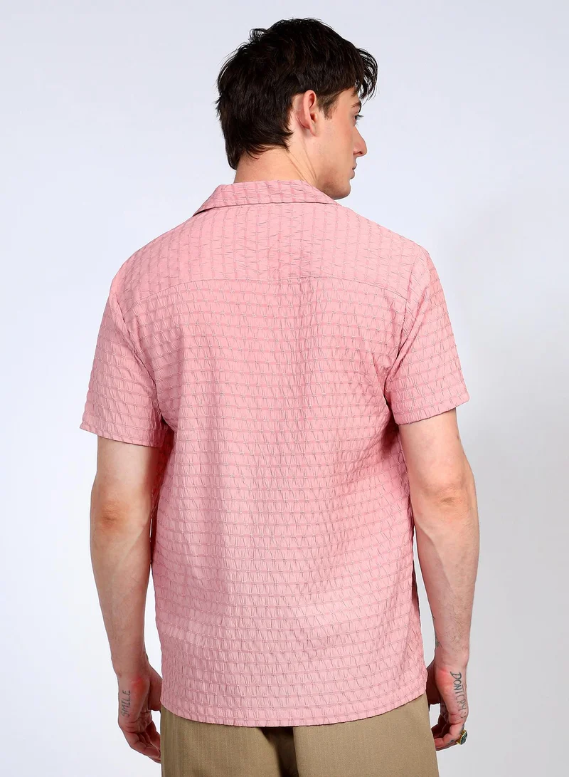 CAHOOT  Men's Blush Pink Ruched Shirt for Men | Best Price UAE