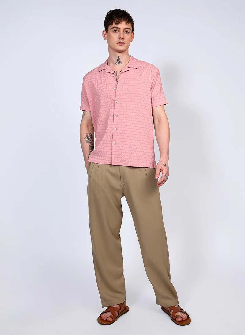 CAHOOT  Men's Blush Pink Ruched Shirt for Men | Best Price UAE