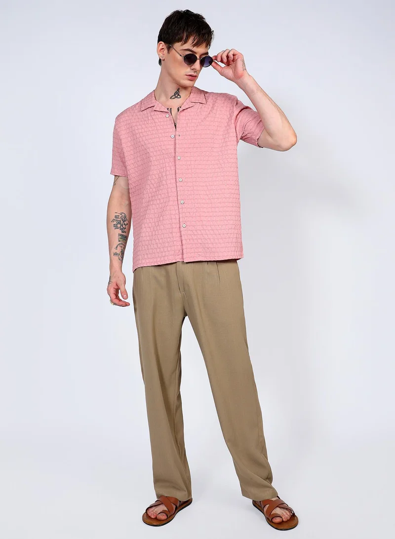 CAHOOT  Men's Blush Pink Ruched Shirt for Men | Best Price UAE