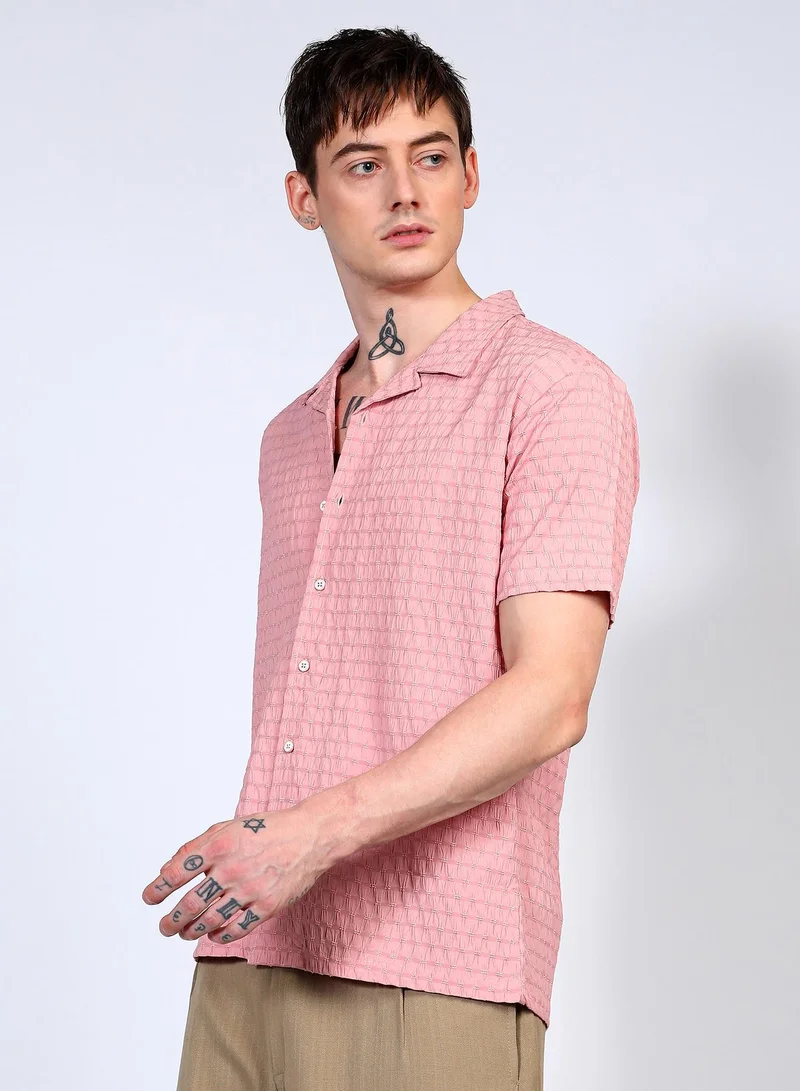 CAHOOT  Men's Blush Pink Ruched Shirt for Men | Best Price UAE
