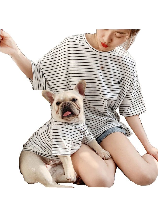 Wiz BBQT - Matching Dog and Owner Clothes,Striped Dog Shirts for Small Medium Large Dogs Cats,Mama and Pet Shirts are Sold Separately(for Pets,Pet-White,Pet 3XL-Bust 22.8") - Image 1