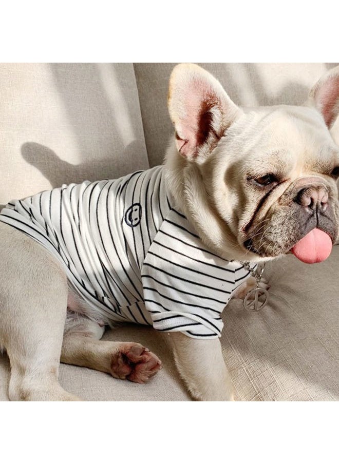 Wiz BBQT - Matching Dog and Owner Clothes,Striped Dog Shirts for Small Medium Large Dogs Cats,Mama and Pet Shirts are Sold Separately(for Pets,Pet-White,Pet 3XL-Bust 22.8") - Image 1