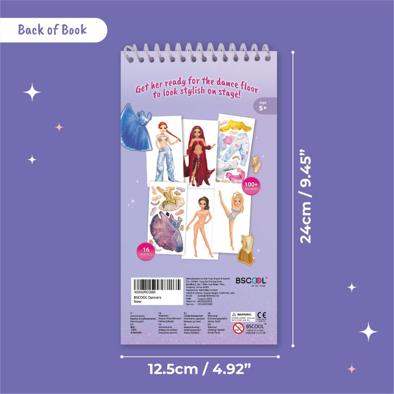 BSCOOL Sticker Dress-Up Dancers. Sticker Activity Book for Kids. Learn Girls Fashion Design, Dancer Poses with Sticker, and Guide for Kids 5 and up. Girls Fashion Paper Dolls Dress up Games - Image 2