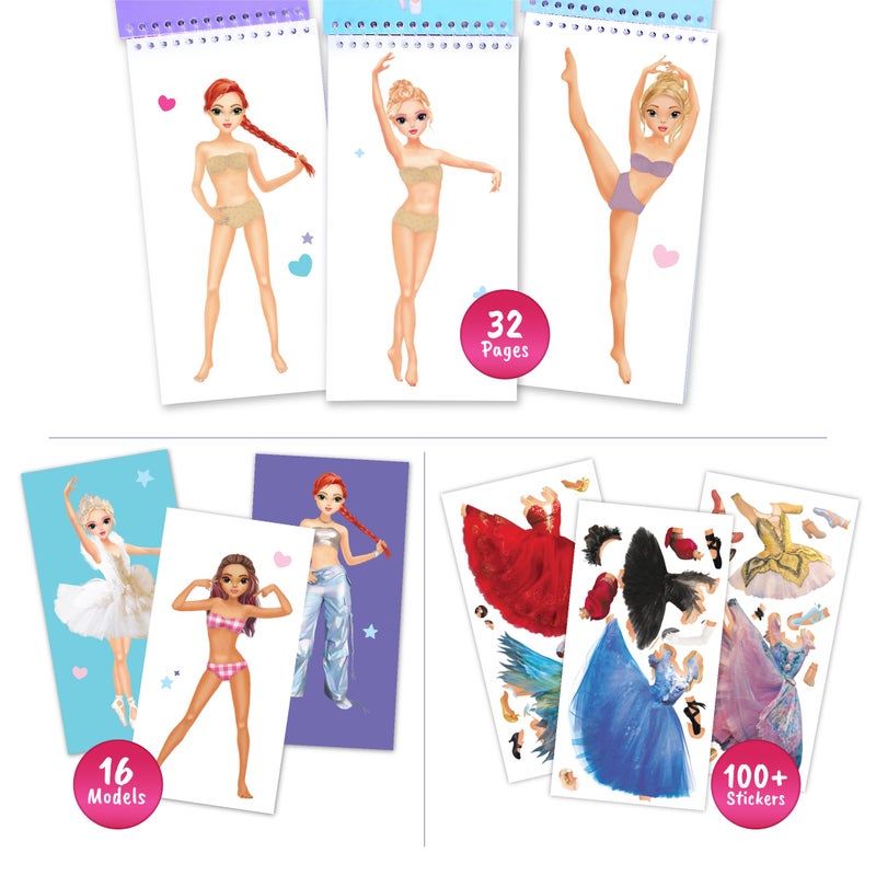 BSCOOL Sticker Dress-Up Dancers. Sticker Activity Book for Kids. Learn Girls Fashion Design, Dancer Poses with Sticker, and Guide for Kids 5 and up. Girls Fashion Paper Dolls Dress up Games - Image 3