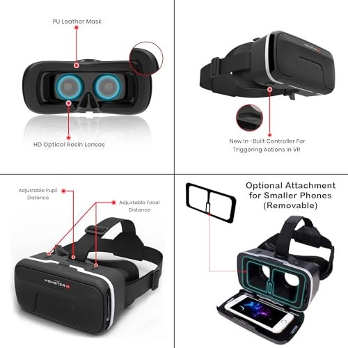 Irusu Monster VR Headset for Mobiles - Virtual Reality Glasses with 40 MM HD Lens,Built in Touch Button and Controller for Learning | Gaming | Watching Movies | Virtual Experiences - Image 3