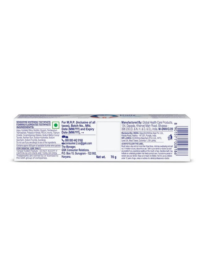 Sensodyne - Toothpaste Whitening, Sensitive Tooth Paste To Restore Natural Whiteness, 70 Gm - Image 1