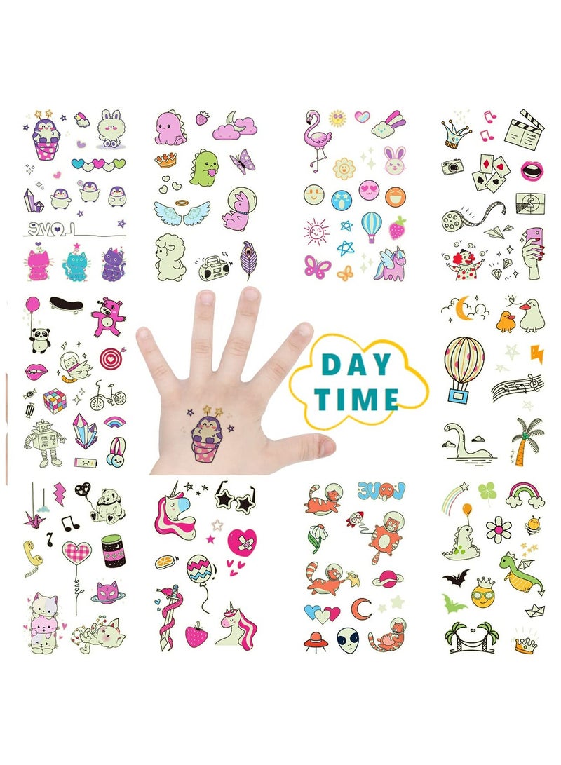ORAINBOW Small Cute Luminous Animal Temporary Tattoos Glow in the Dark Party Supplies for Kids Boys and Girls 10 Sheets Children Sparkle Birthday Party Gift Unicorn Cat Dinosaur Rabbit - Image 5